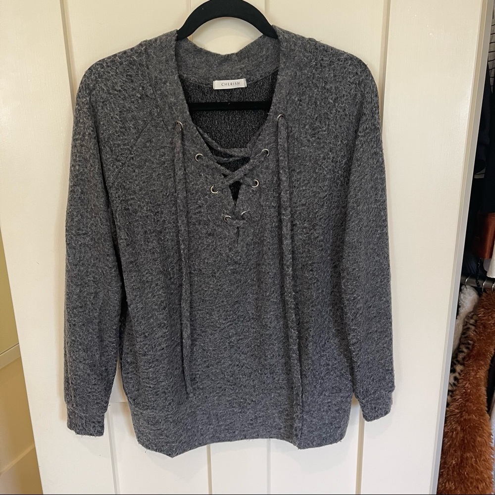 Gray Criss Cross Sweater